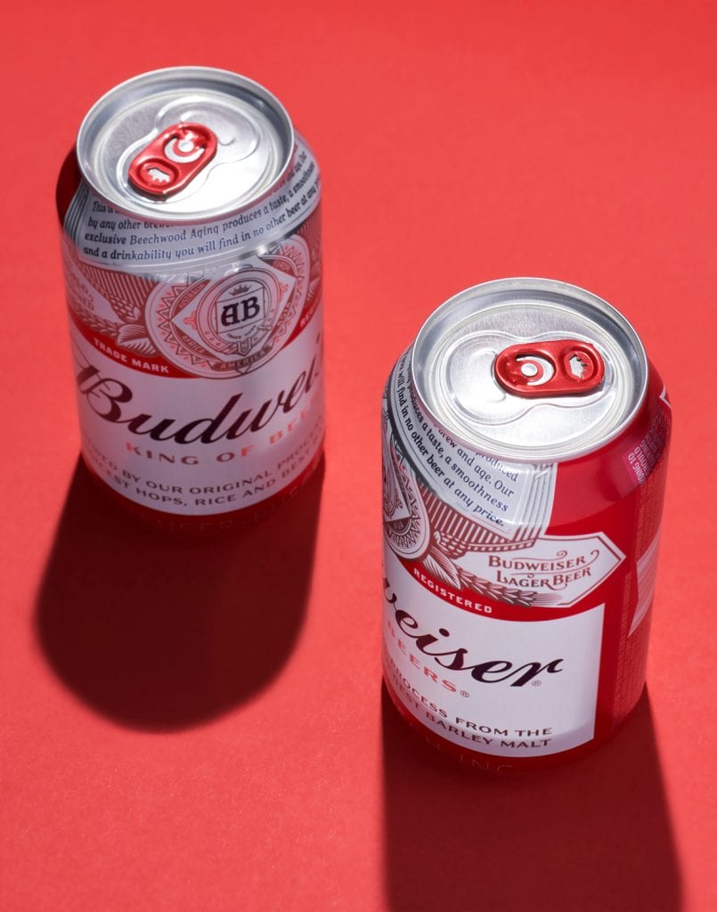 merge Budweiser beer on red